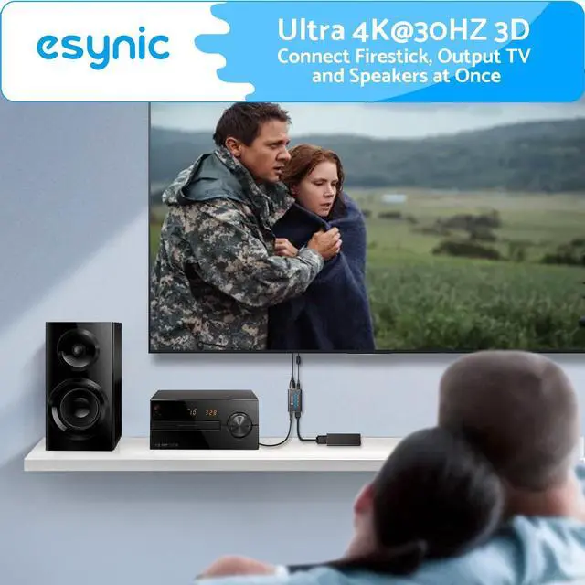 Alt view image 2 of 5 - eSynic 4K@30Hz HDMI Audio Extractor - RCA & 3.5MM Output, No Signal Loss, Play & Plug for Fire TV Stick, Speaker etc