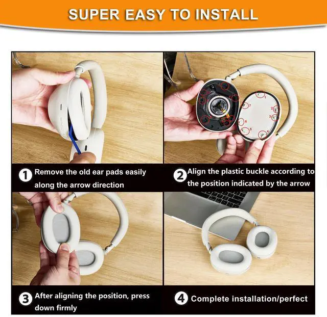 Alt view image 5 of 5 - Defean XM6 Lambskin Ear Pads Replacement Ear Cushions Compatible with Sony WH-1000XM6 Wireless Headphones,Softer Lambskin, Noise Isolation Foam (Silver)
