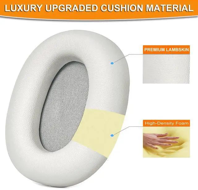 Alt view image 3 of 5 - Defean XM6 Lambskin Ear Pads Replacement Ear Cushions Compatible with Sony WH-1000XM6 Wireless Headphones,Softer Lambskin, Noise Isolation Foam (Silver)