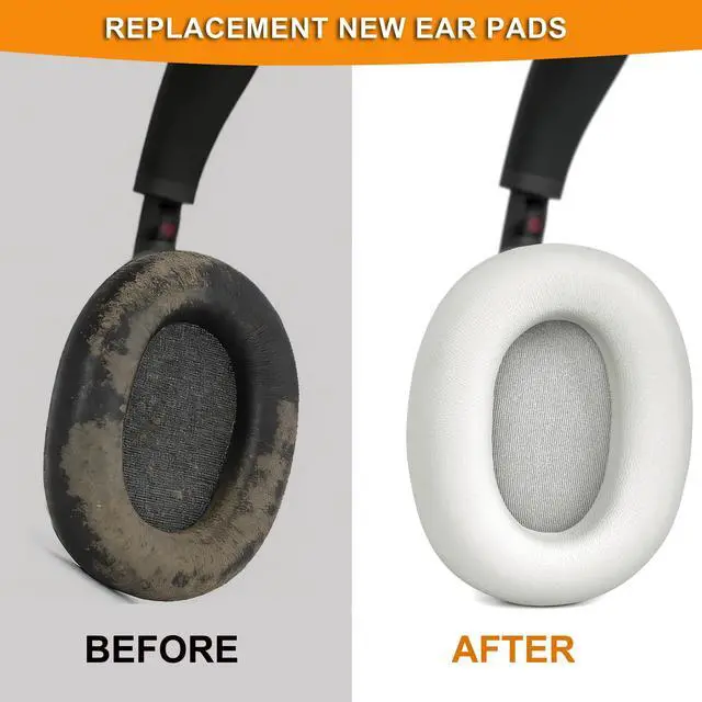 Alt view image 4 of 5 - Defean XM6 Lambskin Ear Pads Replacement Ear Cushions Compatible with Sony WH-1000XM6 Wireless Headphones,Softer Lambskin, Noise Isolation Foam (Silver)