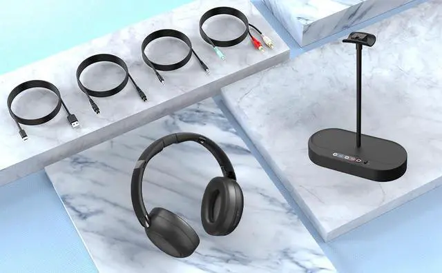 Alt view image 4 of 5 - Jersoon Duet - Dual 2.4GHz RF Wireless Headphones for TV Watching with Transmitter & Charging Dock, Clear Voice & Loud Volume for Seniors and the Hard of Hearing, Easy Plug & Play Setup