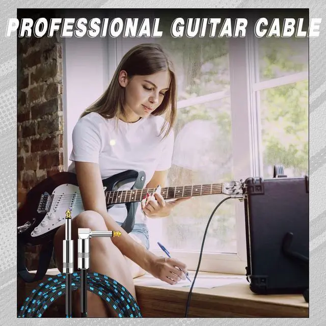 Alt view image 5 of 5 - Rigibright 8 Pack 10FT Instrument Cable - Guitar, Bass, Keyboard, Microphone & Mixer Amp Cord (8, Multicolored, 10 Feet)