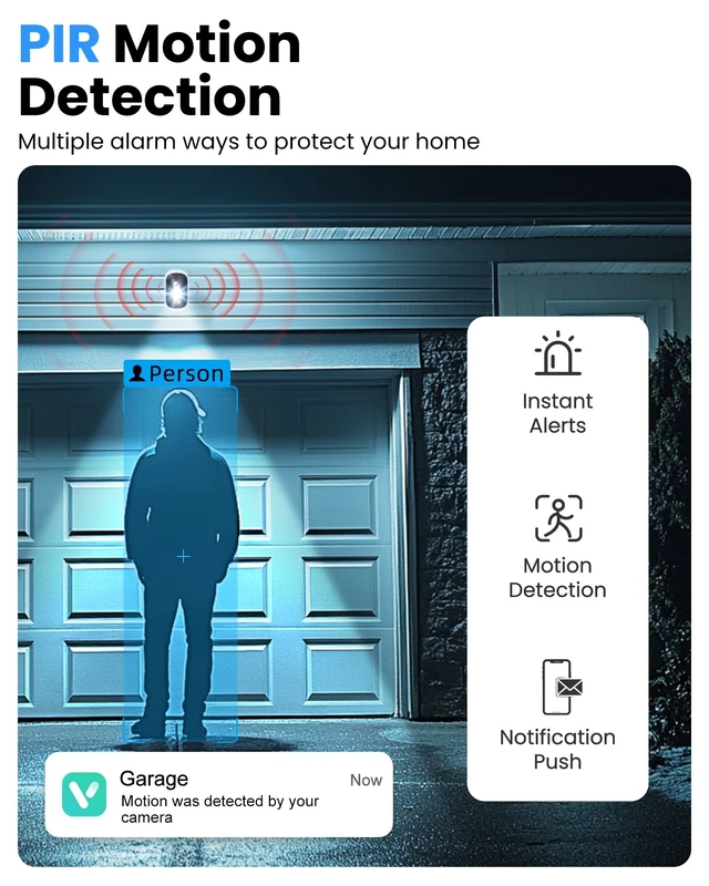 Alt view image 4 of 5 - 2K Security Cameras Wireless Outdoor, 2 Pack Battery Powered WiFi Cameras for Home Security with AI Motion Detection, Color Night Vision, Siren Alarm, 2-Way Talk, IP66 Waterproof, Cloud/SD Stor