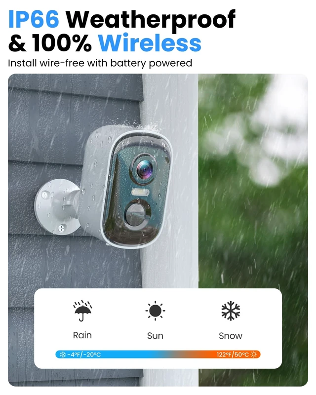 Alt view image 5 of 5 - 2K Security Cameras Wireless Outdoor, 2 Pack Battery Powered WiFi Cameras for Home Security with AI Motion Detection, Color Night Vision, Siren Alarm, 2-Way Talk, IP66 Waterproof, Cloud/SD Stor