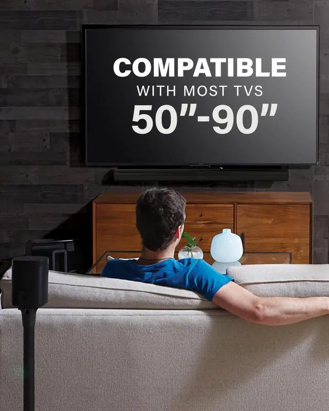 Alt view image 4 of 5 - SANUS Soundbar TV Mount for Sonos Arc & Sonos Arc Ultra Soundbar Depth Adjustable for Dolby Atmos Universal Mount for TVs 50 to 90