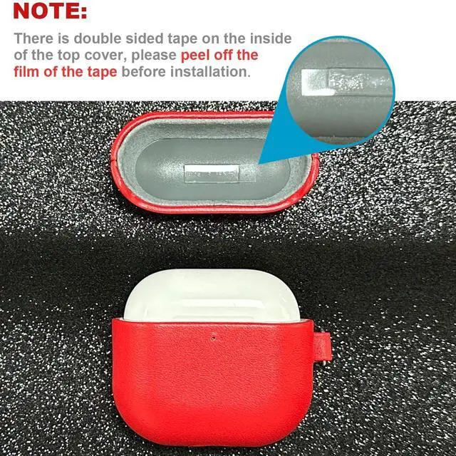 Alt view image 3 of 5 - LOPIE Handmade Case for AirPods 4 / AirPods 4 with Active Noise Cancellation Leather Case Clip & Cleaner Kit, Fully-Wrapped with Top Grain Leather, Protective Hard Shell Cover for Gen 4 Air Pods - Red