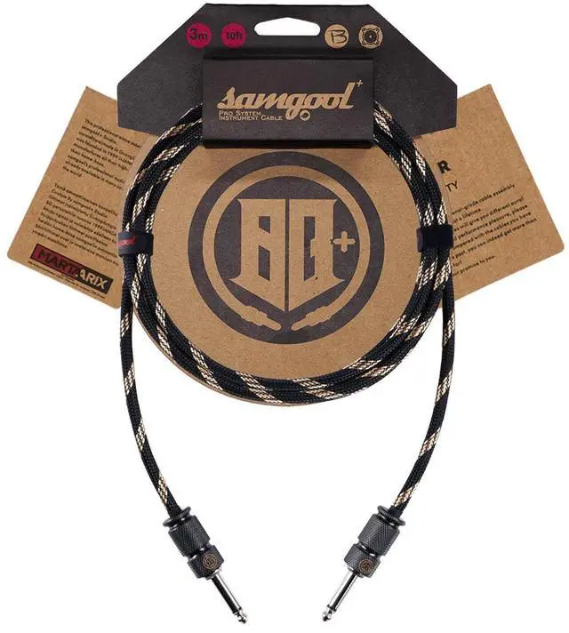 Main image of Samgool 10ft Guitar Cable, 1/4 Inch Straight/Straight Instrument Cable, Electric Guitar Cord Guitar Amp Cord for Bass Guitar Amp and Instruments (1980 Black Steel Braid)