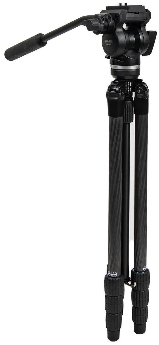 Alt view image 2 of 5 - SLIK PRO CF-634SVH520 Carbon Fiber Video Tripod with Fluid Pan Head
