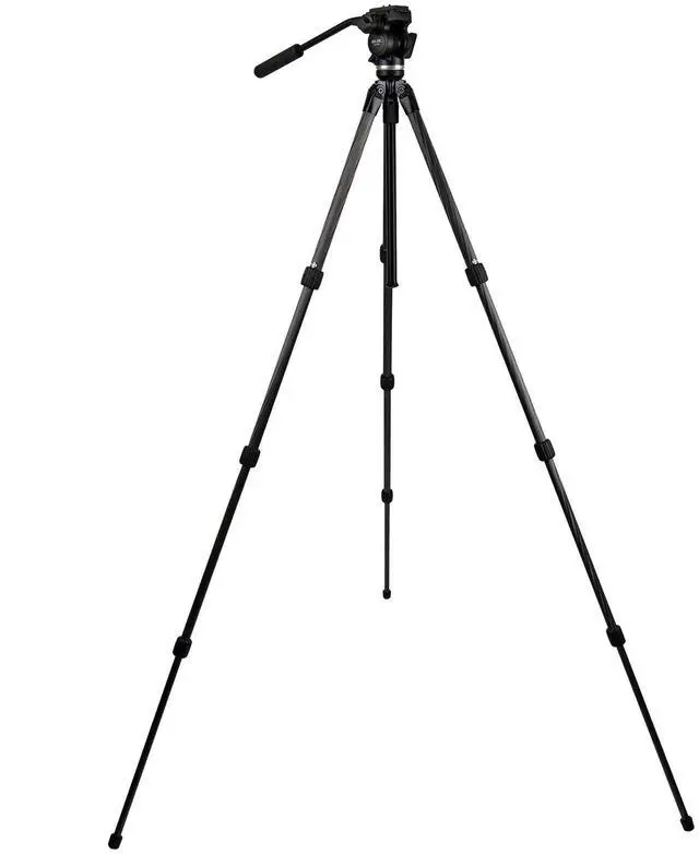 Alt view image 4 of 5 - SLIK PRO CF-634SVH520 Carbon Fiber Video Tripod with Fluid Pan Head