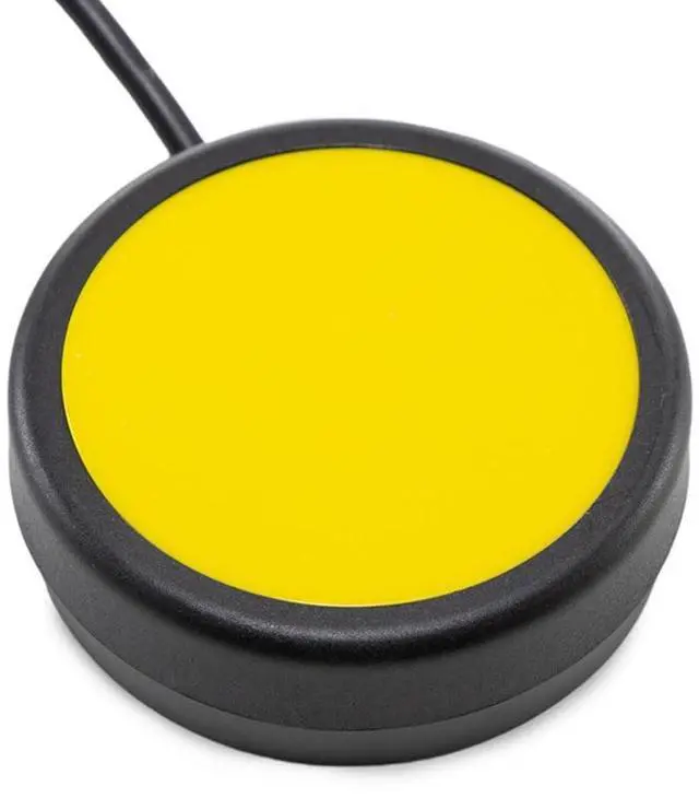 Main image of X-keys One Button Switch Wired to 3.5mm Plug (2.5, Yellow) 12 Foot (3.6m) Cable