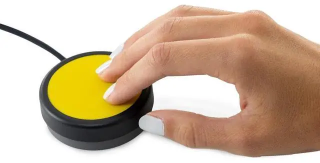 Alt view image 2 of 5 - X-keys One Button Switch Wired to 3.5mm Plug (2.5, Yellow) 12 Foot (3.6m) Cable