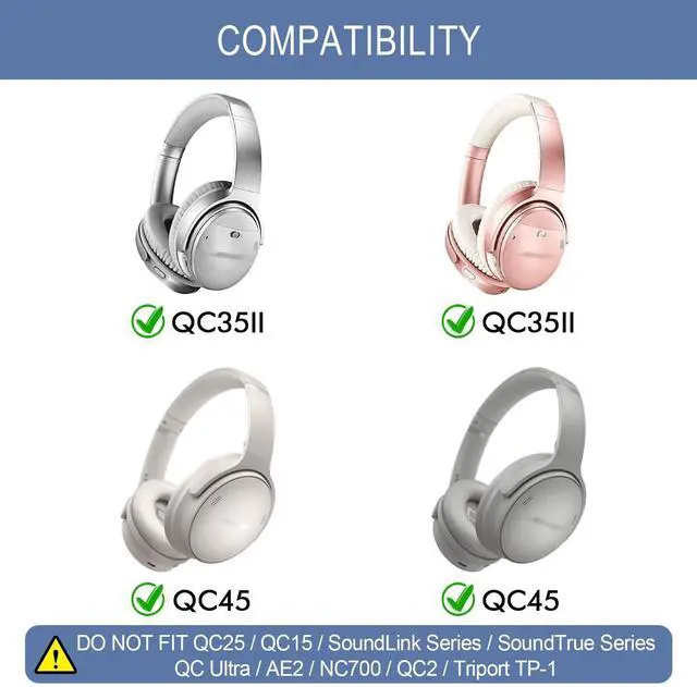 Alt view image 2 of 5 - GEVO Replacement Kit for Bose QC35 & QC35 ii (QuietComfort 35 II) Over-Ear Headphones, Ear Pads Cushions + Headband, Extra Comfort, Repair Part, Easy DIY Installation with Tool - Silver