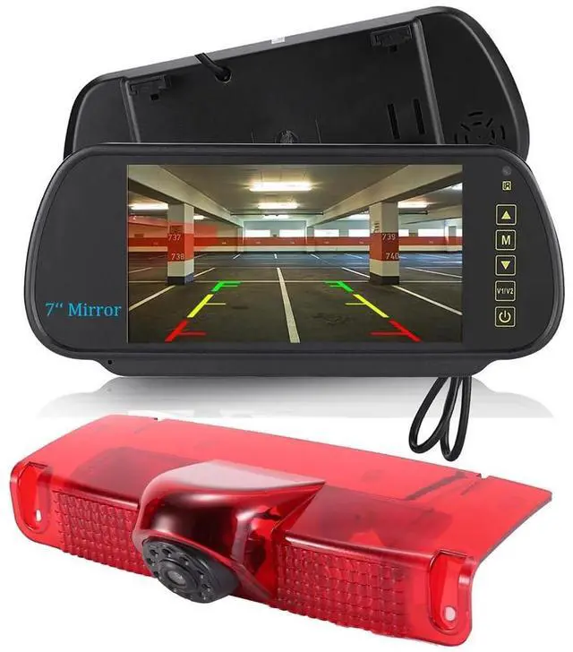Main image of 18mm Car Third Roof Top Mount Brake Lamp Light Rear View Reverse Parking Camera,Replacement for Chevrolet Express GMC Chevy Savana Exporer Vans Cargo Van 2003-2018 (with 7 inch Rear View Mirror)