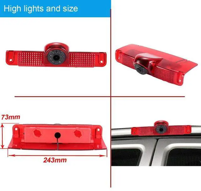 Alt view image 4 of 5 - 18mm Car Third Roof Top Mount Brake Lamp Light Rear View Reverse Parking Camera,Replacement for Chevrolet Express GMC Chevy Savana Exporer Vans Cargo Van 2003-2018 (with 7 inch Rear View Mirror)