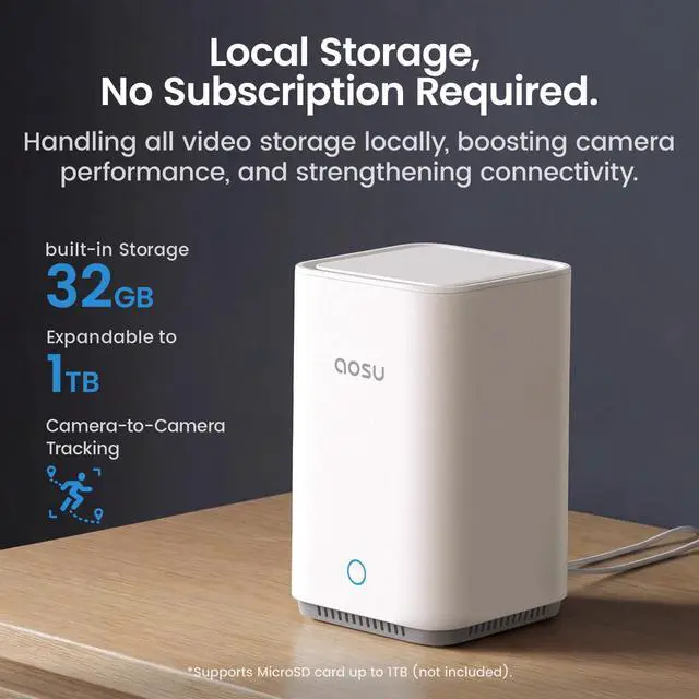 Alt view image 4 of 5 - aosu Wireless Outdoor Security Camera Kit with aosuBase Local Storage, 2K with 6X Zoom, 4-View Live, Cross-Camera Person Timeline, PIR + AI Human Detection, Color Night Vision, 4-Cam-Kit