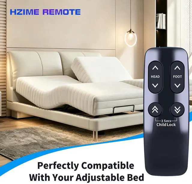 Alt view image 2 of 5 - HZIME New Replacement Remote Control Compatible for Serta Linak HC12BL0011-02 HC10BL Adjustable Bed Base, Beautyrest Simple Motion Control Box TD33