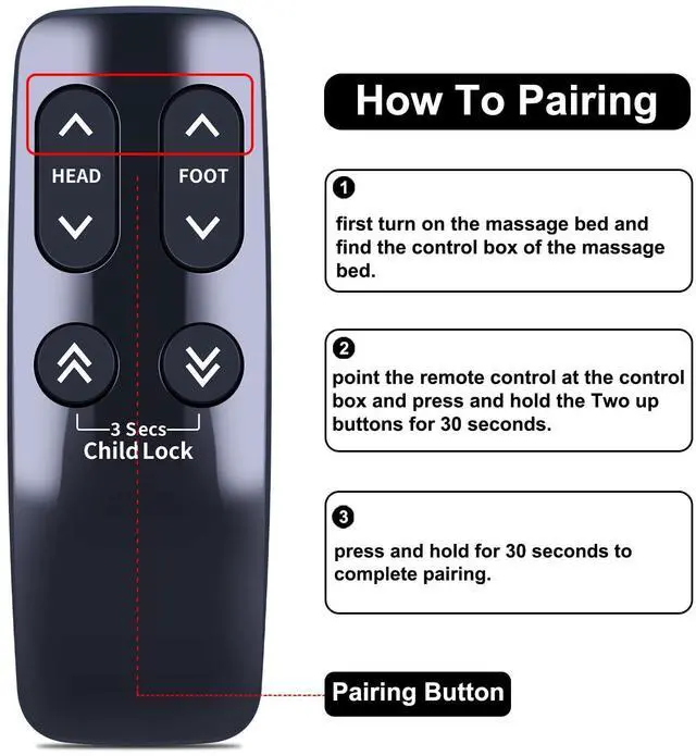 Alt view image 5 of 5 - HZIME New Replacement Remote Control Compatible for Serta Linak HC12BL0011-02 HC10BL Adjustable Bed Base, Beautyrest Simple Motion Control Box TD33