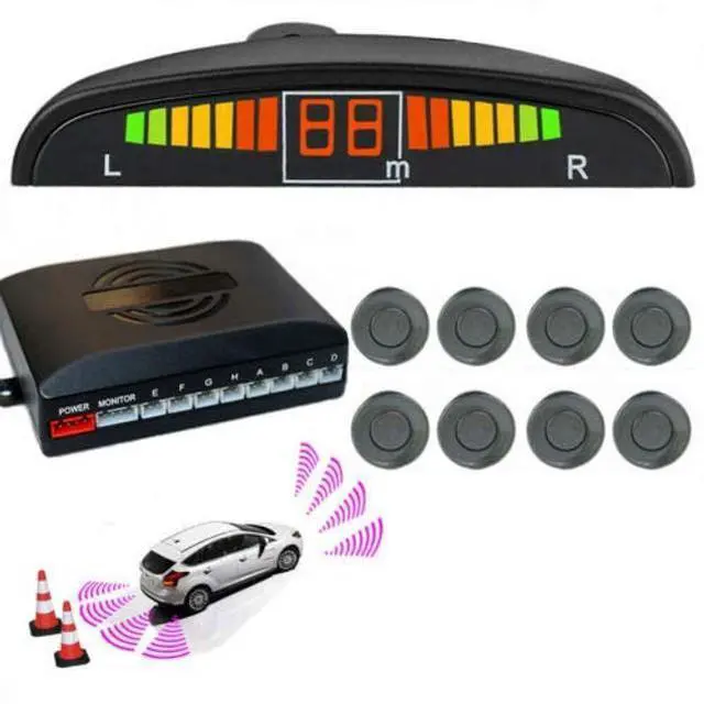 Main image of MACHSWON Car Front and Rear reversing Radar kit, led Buzzer Alarm 8 Sensor Front and Rear Parking Sensor Prompt