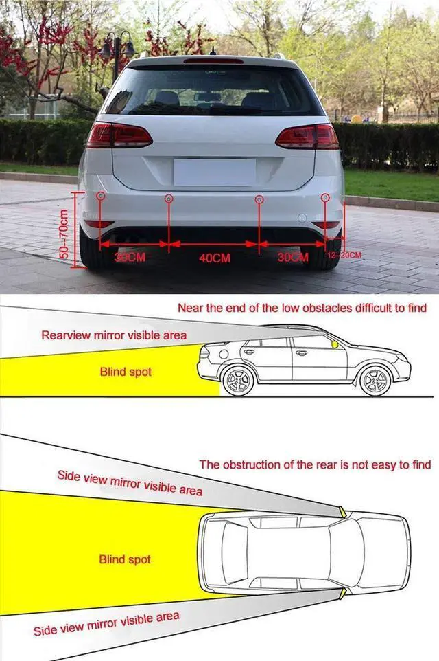 Alt view image 4 of 4 - MACHSWON Car Front and Rear reversing Radar kit, led Buzzer Alarm 8 Sensor Front and Rear Parking Sensor Prompt