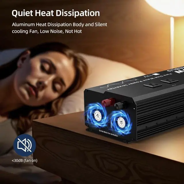 Alt view image 4 of 5 - SUNWHEEL 3100W Pure Sine Wave Inverter, 12V DC to 110V/120V AC Power Inverter for RVOff GridTruckRefrigerator with 4 AC outlets and LCD Display