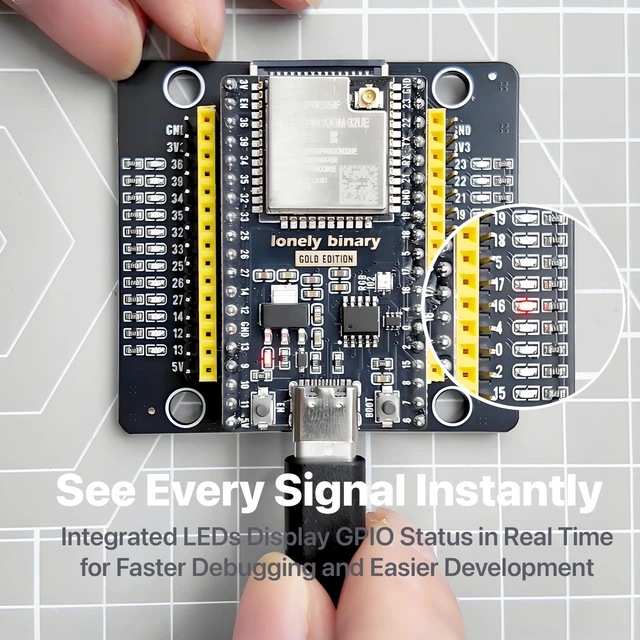 Alt view image 5 of 5 - Lonely Binary ESP32 WROOM-32UE IPEX Antenna GPIO LED for C++
