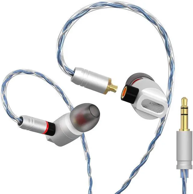 Main image of GUAEIMO G4M3A1L HiFi IEMs, Wired in-Ear Monitors with Detachable MMCX Cable, Professional Audiophile Earbuds, Aluminum Shell & 4-Strand Silver-Plated Cable, 3.5mm No Mic Matte Silver