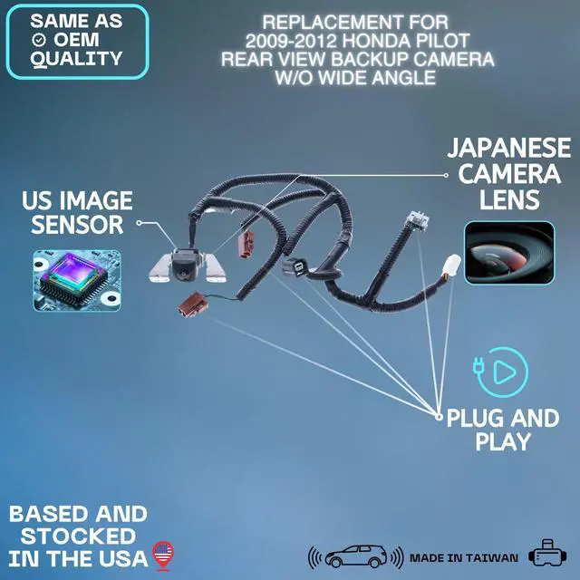 Alt view image 2 of 5 - Backup Camera Replaces for 2009 2010 2011 2012 Honda Pilot w/o Wide Angle OE Part # 39530SZAA11 39530-SZA-A11