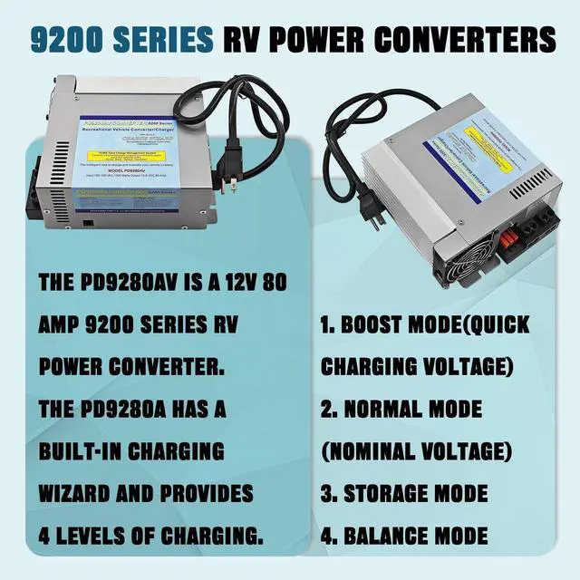 Alt view image 2 of 5 - Rv Power Converter/Inverter/Charger PD9280 12V 80 Amp Built-in Charge Wizard Compatible with Progressive Dynamics PD9280AV 9200 Series Converter/Charger for Camper Caravans