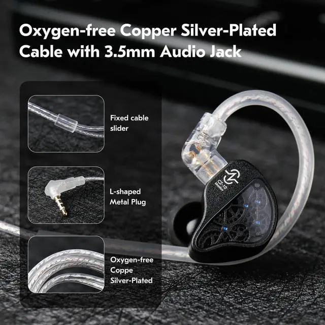 Main image of CCZ CZ10 Gaming Earbuds With MIC,1DD+4BA All-metal HIFI In Ear Monitor,Professional Wired Earbuds,Stereo Sound Clear in Ear Earphones,Hybrid IEM Earphones with Detachable Cable (Dark,With Microphone)