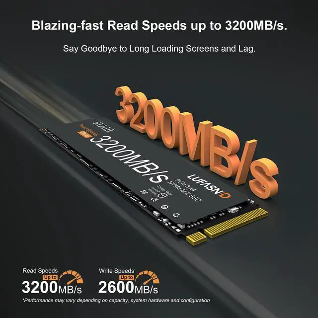 Alt view image 2 of 5 - Lufasnd 1TB M.2 NVMe SSD 2280, PCIe Gen3 x4 Internal Solid State Drive, Up to 3200MB/s, 3D NAND TLC with SLC Cache, High-Speed Storage Upgrade for Laptop & Desktop PC