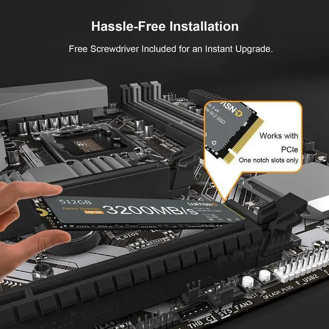 Alt view image 5 of 5 - Lufasnd 1TB M.2 NVMe SSD 2280, PCIe Gen3 x4 Internal Solid State Drive, Up to 3200MB/s, 3D NAND TLC with SLC Cache, High-Speed Storage Upgrade for Laptop & Desktop PC