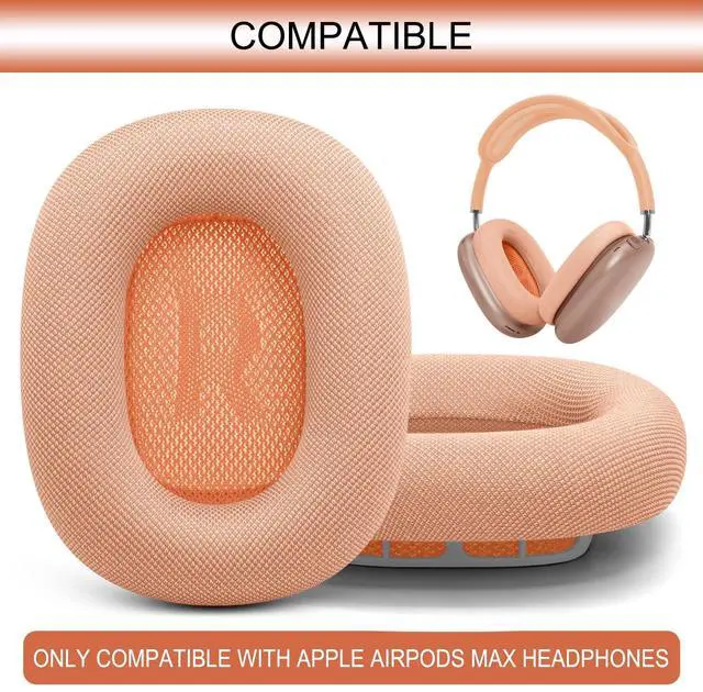 Main image of GEVO Upgraded Ear Cushions Replacement Earpads for AirPods Max 1 & 2 Headphones, Mesh Fabric Ear Pads Ear Covers Cups with Memory Foam and Magnet for AirPods Max (Orange)