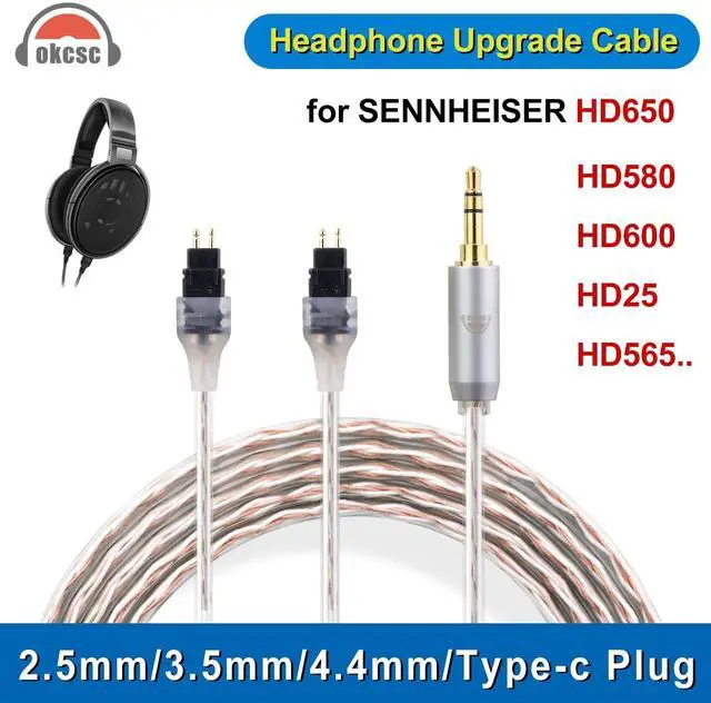 Alt view image 2 of 5 - okcsc HD580 to 2.5MM Upgraded Replacement Cable for SENNHEISER Earphones Cable 4 Core for SENNHEISER HD580 HD600 HD650 HD25 HD660S HD565 HD545 4.92FT 2.5MM