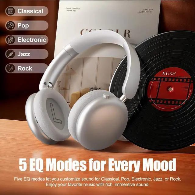 Alt view image 4 of 5 - Wentronic Y06 Noise Cancelling Headphones,58H Playtime and 5 EQ Music Modes Wireless Over Ear Bluetooth Headphones with Microphone,Lossless Audio,Multipoint Connection,Foldable,Lightweight,Silv