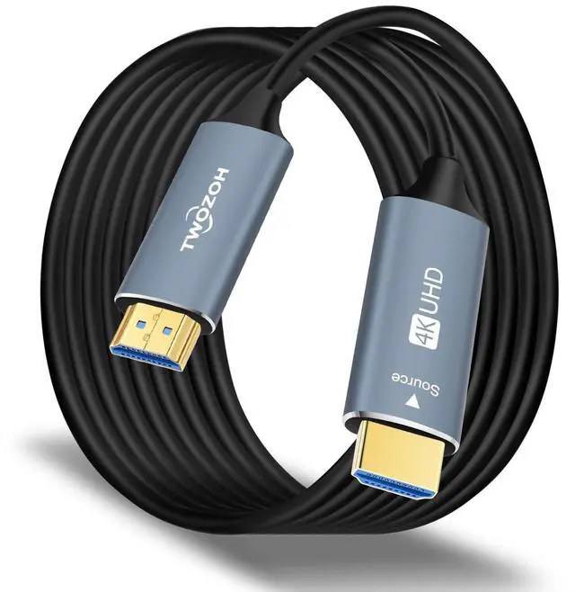 Main image of Twozoh Fiber Optic HDMI Cable 50FT, 4K Fiber HDMI to HDMI Cable 4K/60Hz (4:4:4 HDR10 HDCP2.2) 1440p 144Hz 18Gbps High Speed UHD Fiber HDMI Cord(15M)