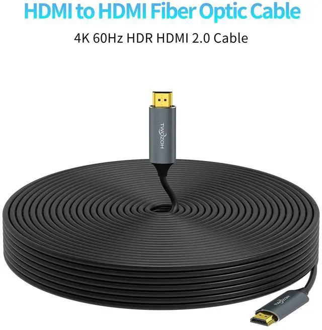 Alt view image 3 of 5 - Twozoh Fiber Optic HDMI Cable 50FT, 4K Fiber HDMI to HDMI Cable 4K/60Hz (4:4:4 HDR10 HDCP2.2) 1440p 144Hz 18Gbps High Speed UHD Fiber HDMI Cord(15M)