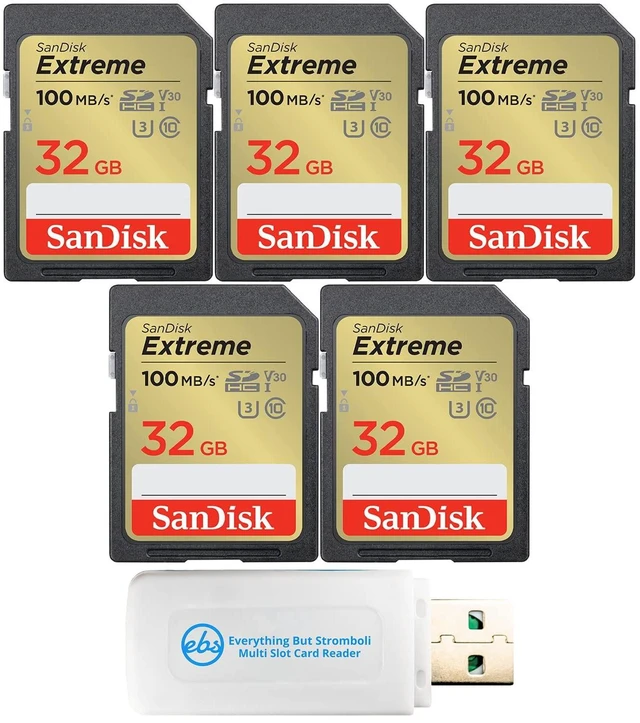 Main image of SanDisk 32GB Extreme SD Card (5 Pack) Memory Cards for Trail Cameras