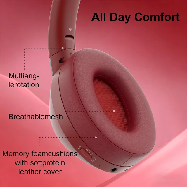 Alt view image 5 of 5 - EAORUL Active Noise Cancelling Headphones, 100H Bluetooth Headphones