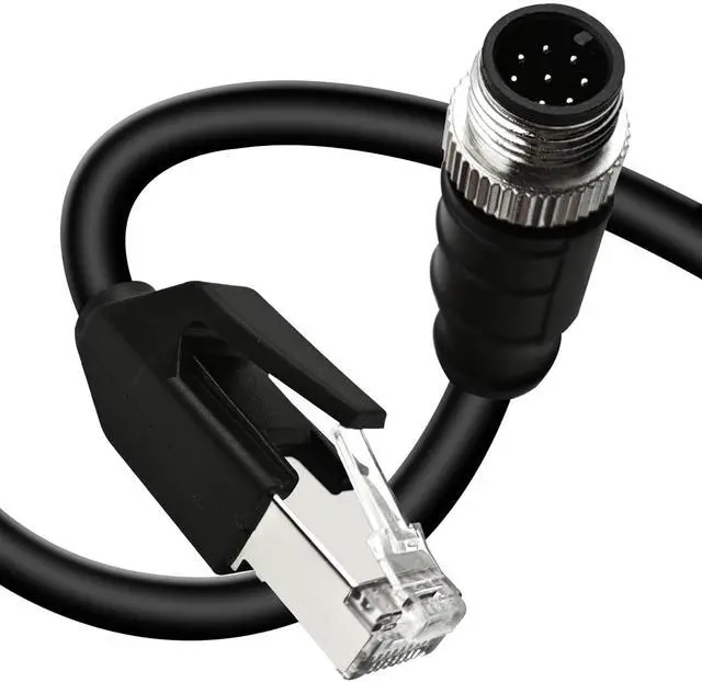 Main image of GEOAOBLE 65.6Ft M12 8 Pin A Code Male to RJ45 Industrial Ethernet Cable High Flexible Shielded Ethernet Cable for Industrial Camera 20M