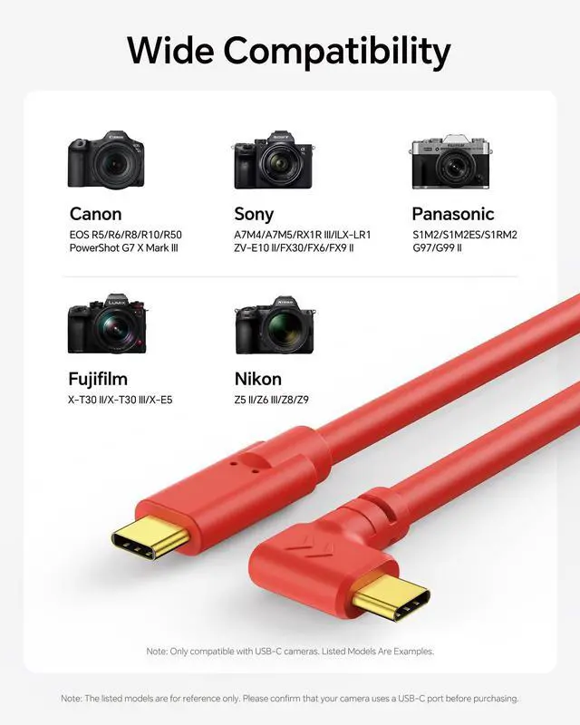 Alt view image 2 of 5 - YAMCOWL 16ft-USB C Camera Transfer Cable, 10Gbps & Live View Cord,Thickened Copper Core,Ideal for Pro Photographers, Photo Enthusiasts & Vloggers