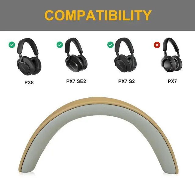 Alt view image 4 of 5 - SINOWO Lambskin Headset Strap,Replacement Headbands Straps for Bowers & Wilkins PX8/PX7 s2/PX7 s2e (do not fit PX7) Headphones,Headset Head Cushion Cover Repair Part (Tan)