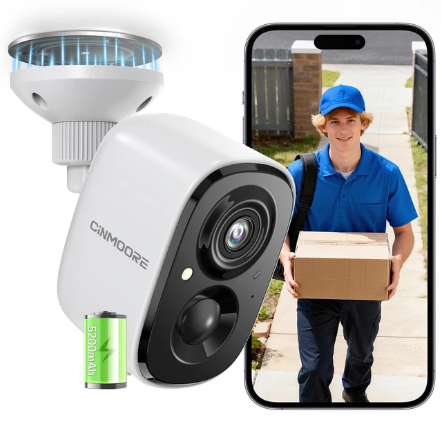 Main image of CINMOORE 2.5K Security Camera Wireless Outdoor, 2.4G WiFi Battery Powered Indoor Camera, Magnetic Mount Cameras for Home Security, AI Detection, Color Night Vision, Spotlight, Siren Alarm, 2-Wa