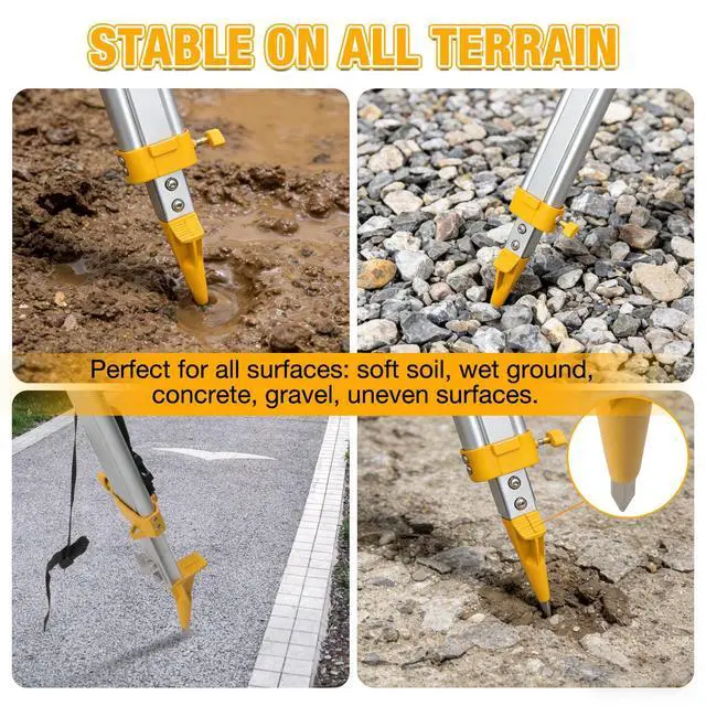 Alt view image 5 of 5 - DMITER Aluminum Surveying Tripod with 5/8"-11 Threaded Flat Head, Quick Clamp & Extendable Legs, Lightweight Surveyor/Transit/Level Tripod for Auto Levels, Theodolites & Construction