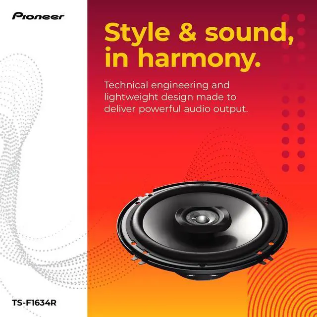 Alt view image 3 of 5 - Pioneer F-Series TS-F1634R 6.5 2-Way Speakers (Pair) 200W Max, Balanced Sound + Smooth Treble, Great Stock Replacement, High-Efficiency Speaker Designed for OEM Power