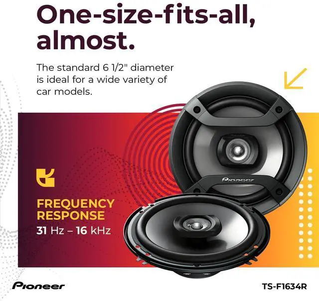 Alt view image 5 of 5 - Pioneer F-Series TS-F1634R 6.5 2-Way Speakers (Pair) 200W Max, Balanced Sound + Smooth Treble, Great Stock Replacement, High-Efficiency Speaker Designed for OEM Power