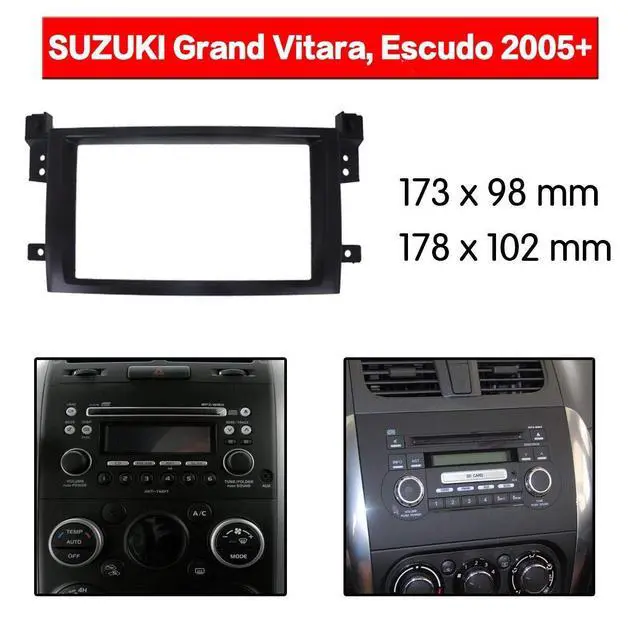 Alt view image 4 of 5 - YuYue Radio Stereo Panel for Suzuki Grand Vitara 2005 2006 2007 2008-2017 2 Din Car Radio Frame Fascia Panel DVD Stereo CD Panel Dash Mount Refit Installation Trim Kit Frame (Black)