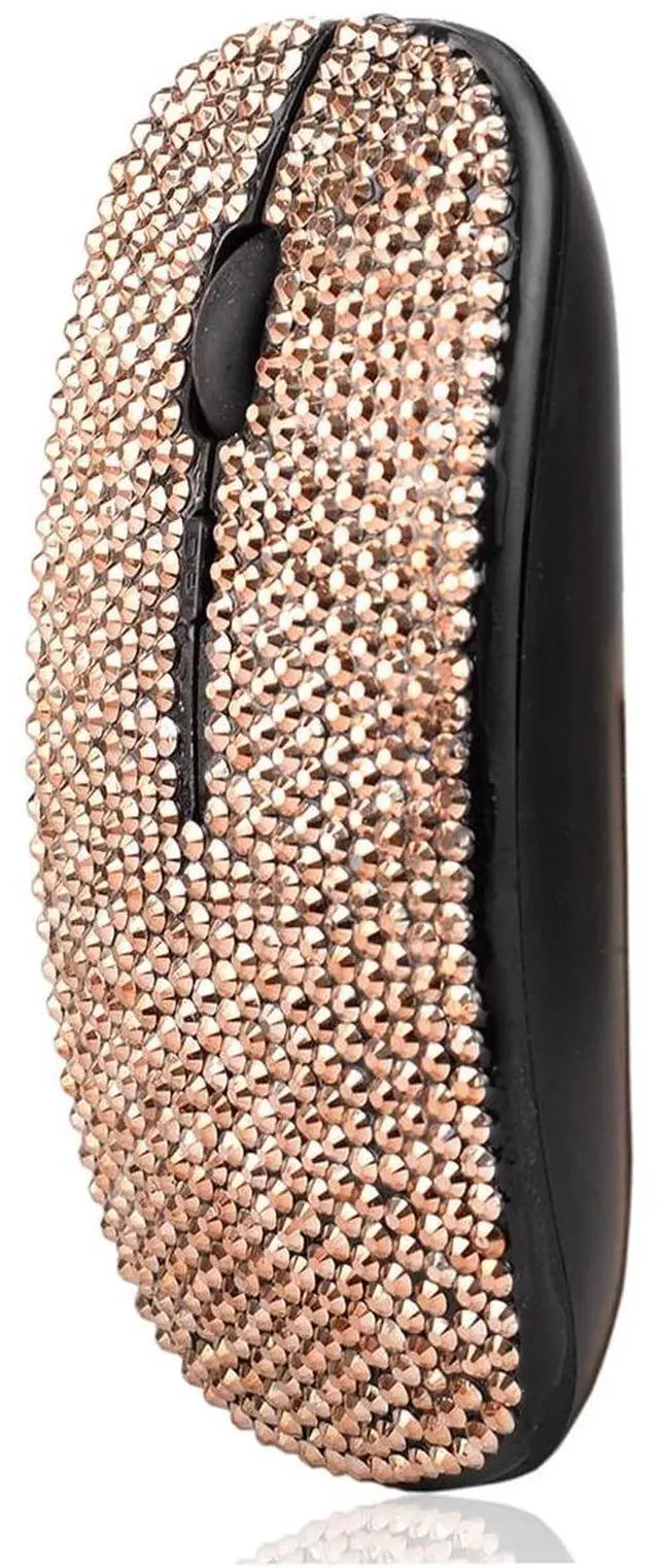 Alt view image 2 of 5 - SA@ Luxury Bling Rechargeable Wireless Mouse with Austrian Crystal Rhinestone,Flat Slim Mouse for Laptop PC Girl's Gift (Rose Gold)