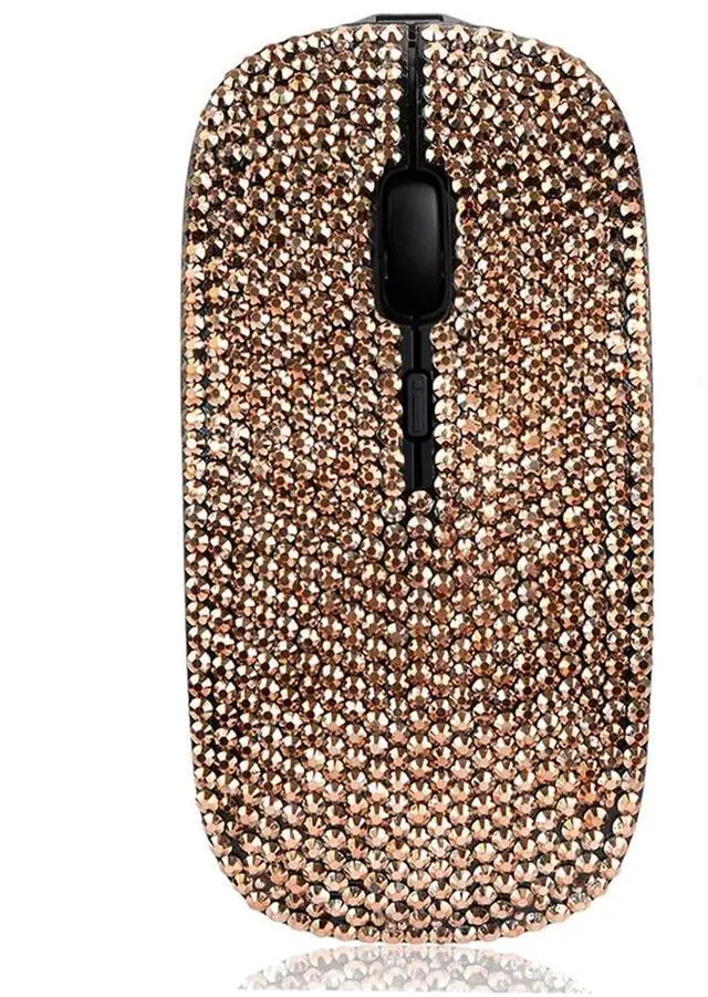 Main image of SA@ Luxury Bling Rechargeable Wireless Mouse with Austrian Crystal Rhinestone,Flat Slim Mouse for Laptop PC Girl's Gift (Rose Gold)