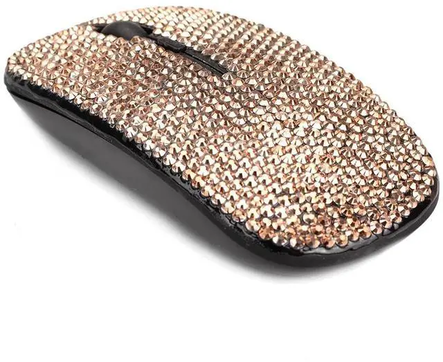 Alt view image 4 of 5 - SA@ Luxury Bling Rechargeable Wireless Mouse with Austrian Crystal Rhinestone,Flat Slim Mouse for Laptop PC Girl's Gift (Rose Gold)