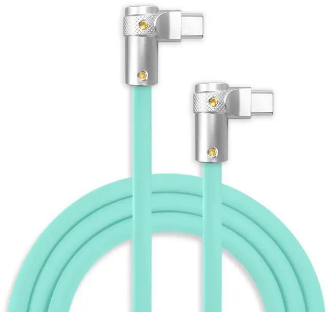 Main image of chubbycable FlexElbow 90 Degree 240W Fast Charging Cable Right Angle USB C Cable Silicone Charging Cord Compatible with iPhone 17-15 Series iPad, Light Blue, Double Elbow Type C to Type C, 4.9FT